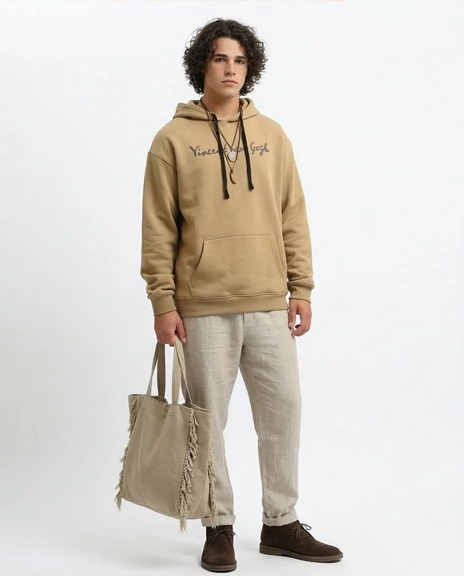 RAVIN x Vincent van Gogh Oversized Artist Graphic Hoodie – Sand - o199179 - Image 3