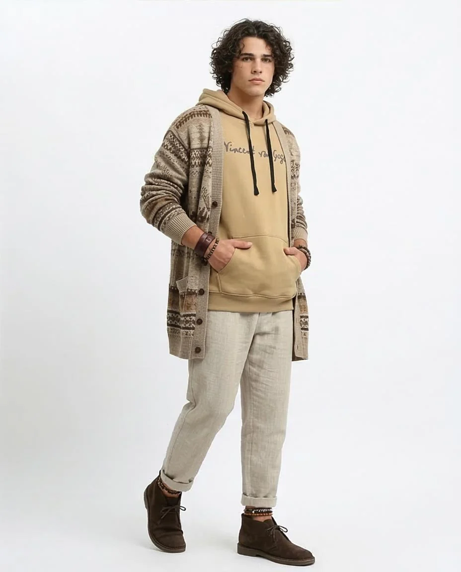 RAVIN x Vincent van Gogh Oversized Artist Graphic Hoodie – Sand - o199179 - Image 5