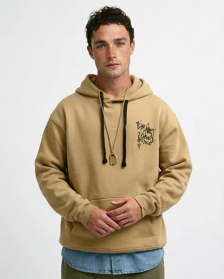 Ravin Men’s Sand Graffiti Graphic Oversized Hoodie – "Impact Reference" Collection - o199181