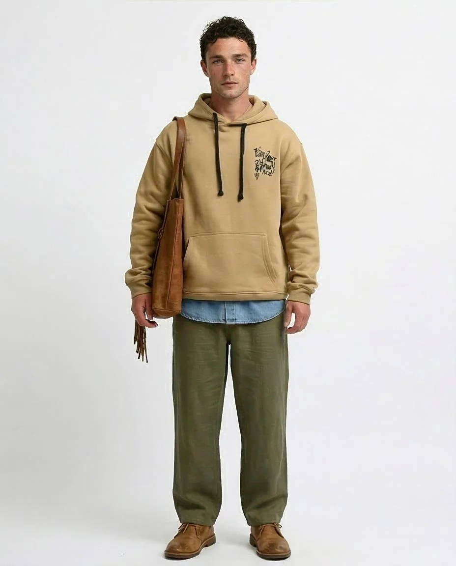 Ravin Men’s Sand Graffiti Graphic Oversized Hoodie – "Impact Reference" Collection - o199181 - Image 3