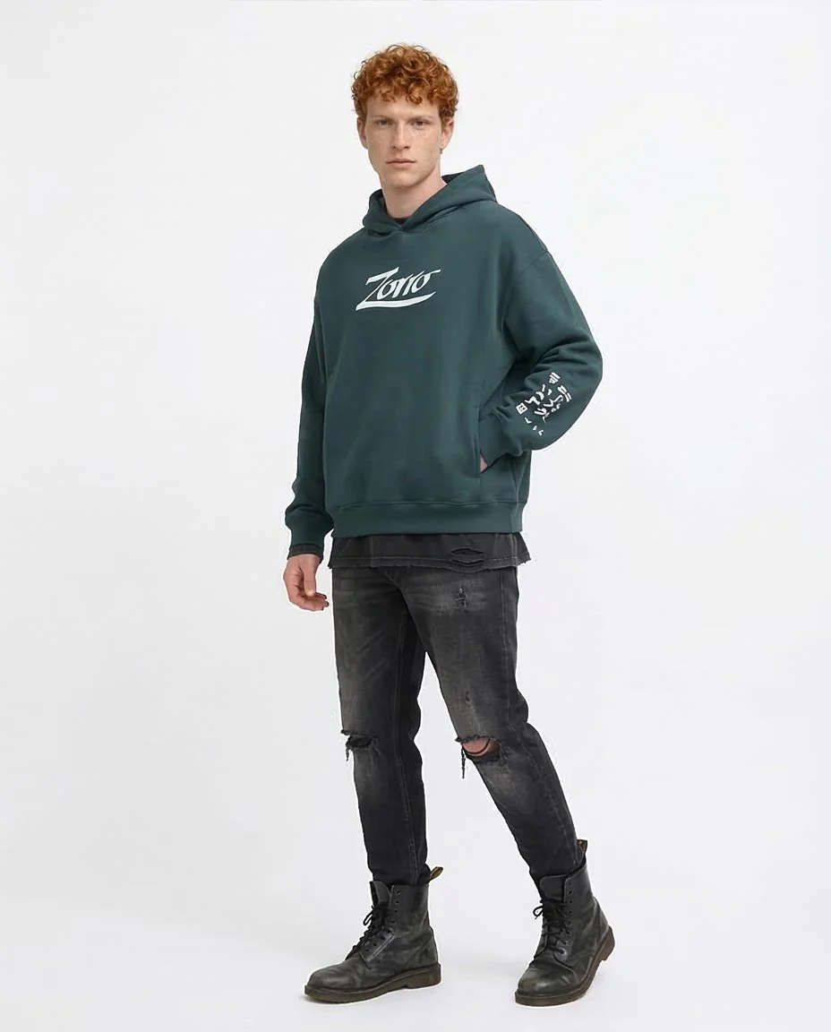 Ravin x Zorro "The Swordsman" Heavyweight Graphic Hoodie – Dark Teal - O199184 - Image 5