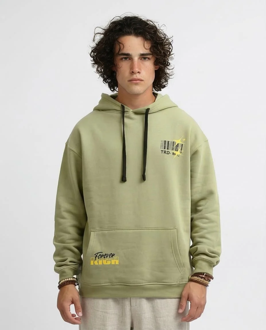 RAVIN | "Forever Rich" Graphic Heavyweight Hoodie - Sage Green - o199185