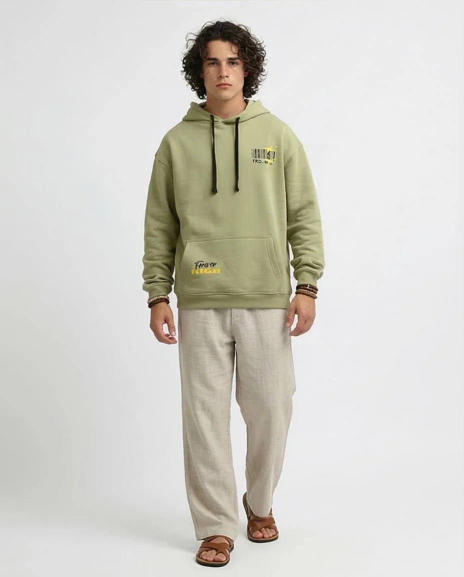 RAVIN | "Forever Rich" Graphic Heavyweight Hoodie - Sage Green - o199185 - Image 3
