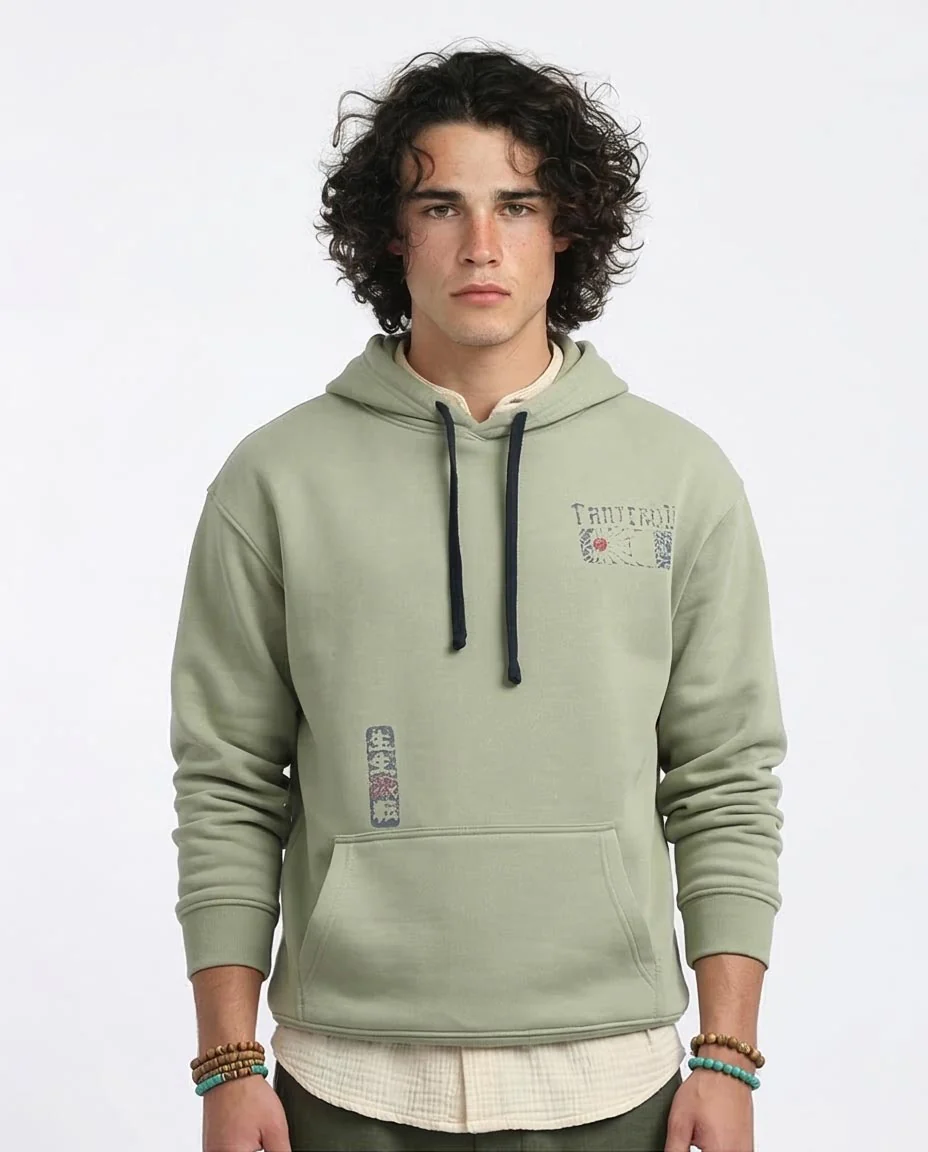 Ravin Men's Sage Green Distressed Graphic Hoodie - o199186