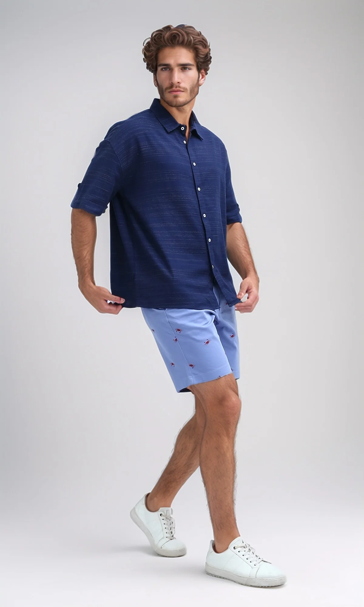 O199225 Summer Printed Comfy Light Blue Short - Image 5