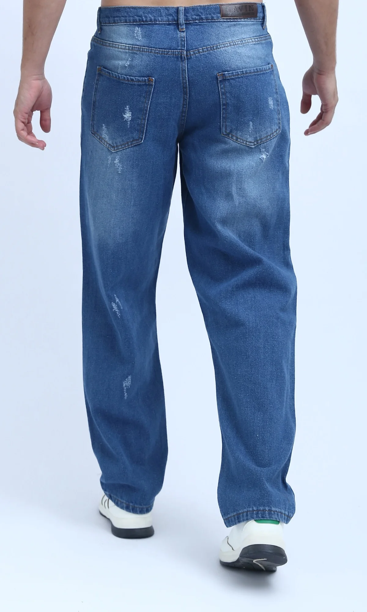 O199301 - Fashionable Cotton Ripped Jeans - Jeans Blue - Image 3