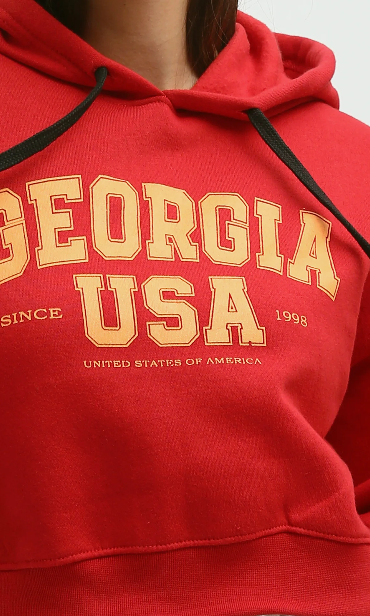 Ravin Women's "Georgia USA" Collegiate Cropped Hoodie – Red -O199387 - Image 3