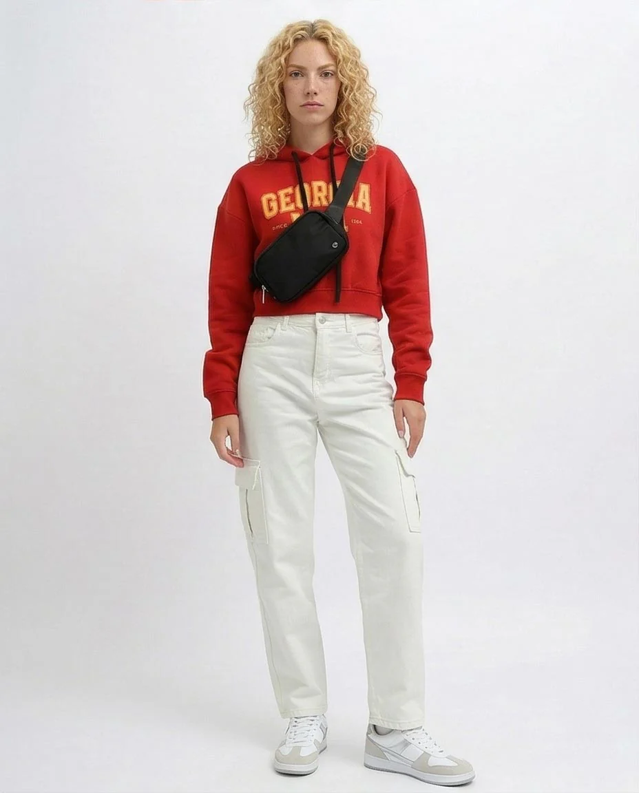 Ravin Women's "Georgia USA" Collegiate Cropped Hoodie – Red -O199387 - Image 4