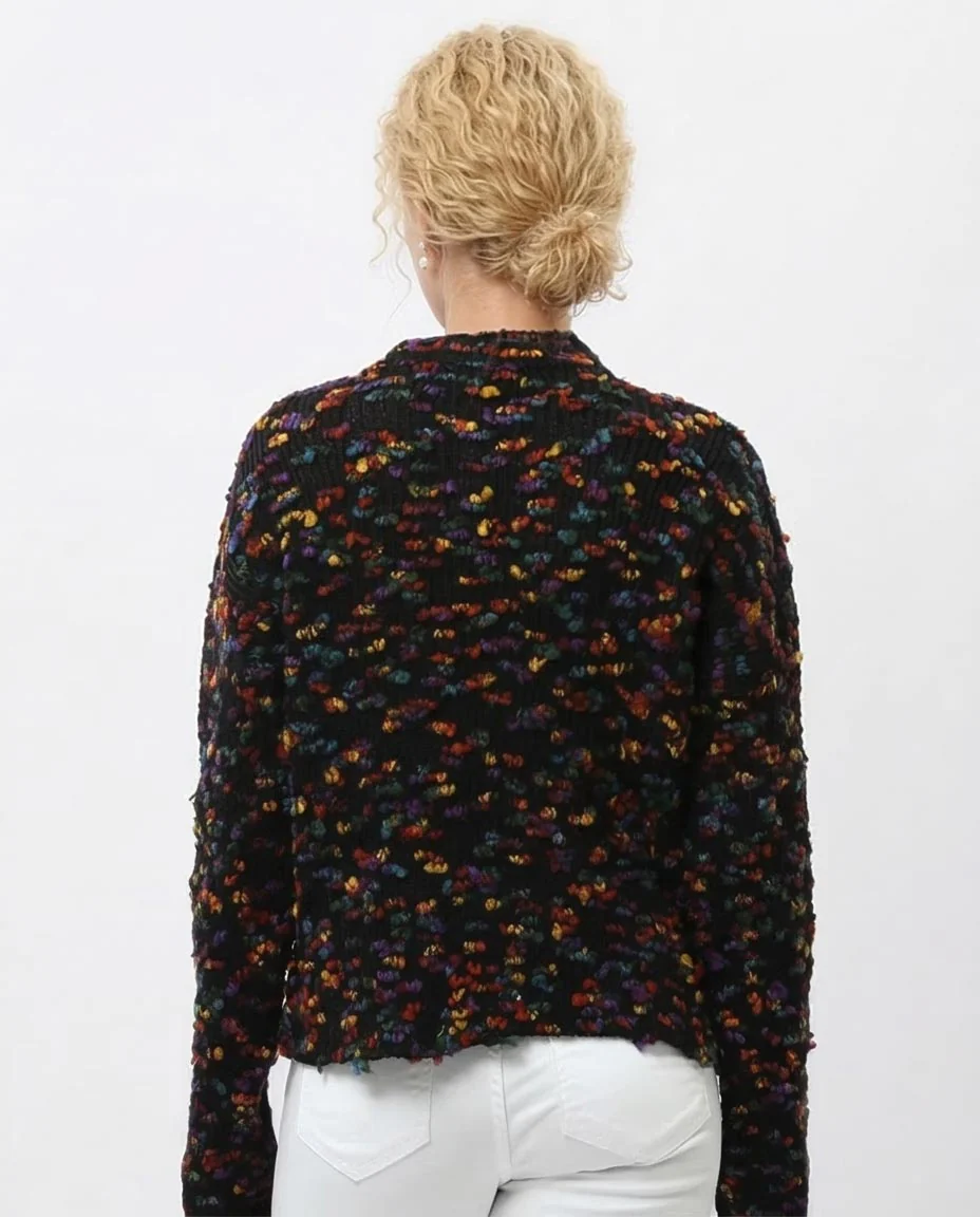 Ravin | Multi-Color Textured Confetti Knit Mock-Neck Sweater – Black - O199833 - Image 2