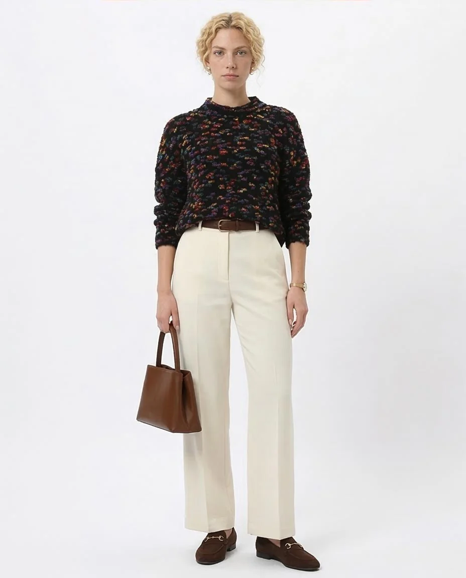 Ravin | Multi-Color Textured Confetti Knit Mock-Neck Sweater – Black - O199833 - Image 3