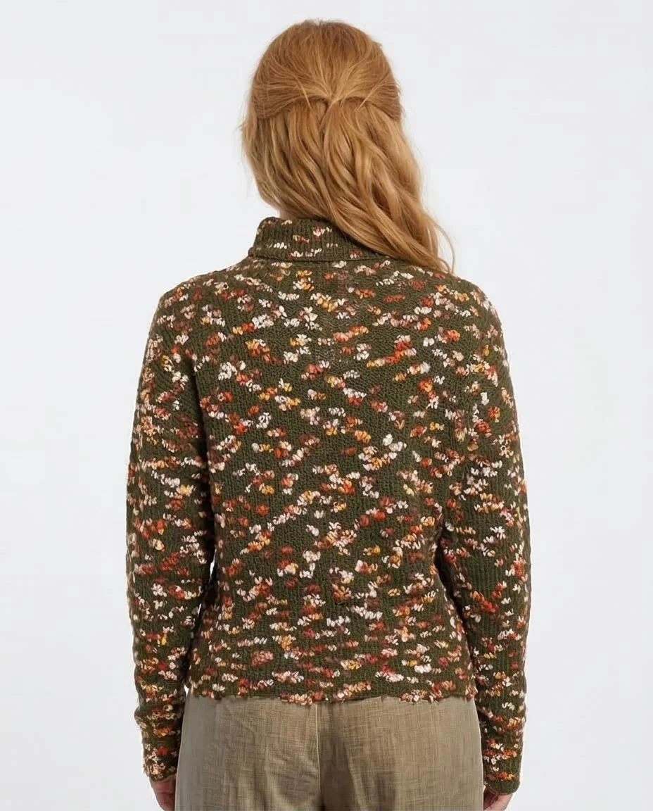 Ravin Women’s Diamond-Pattern Chunky Knit Turtleneck Sweater – Olive Multi - o199836 - Image 2