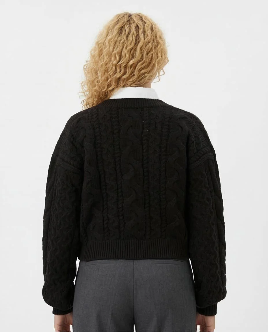Ravin Women's Chunky Cable-Knit Open-Front Cardigan - Black o199860 - Image 3
