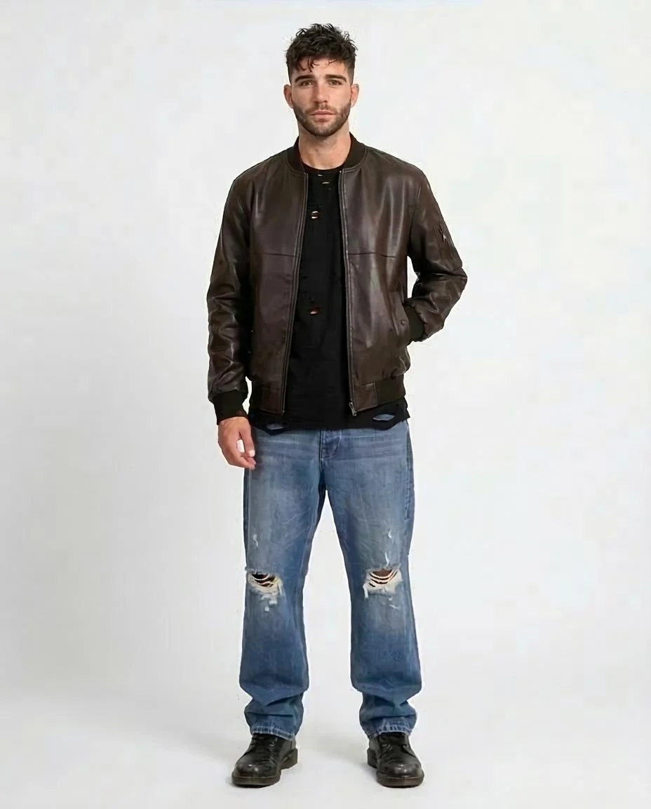 Ravin Faux-Leather Bomber Jacket with Utility Arm Pocket - o199939 - Image 3