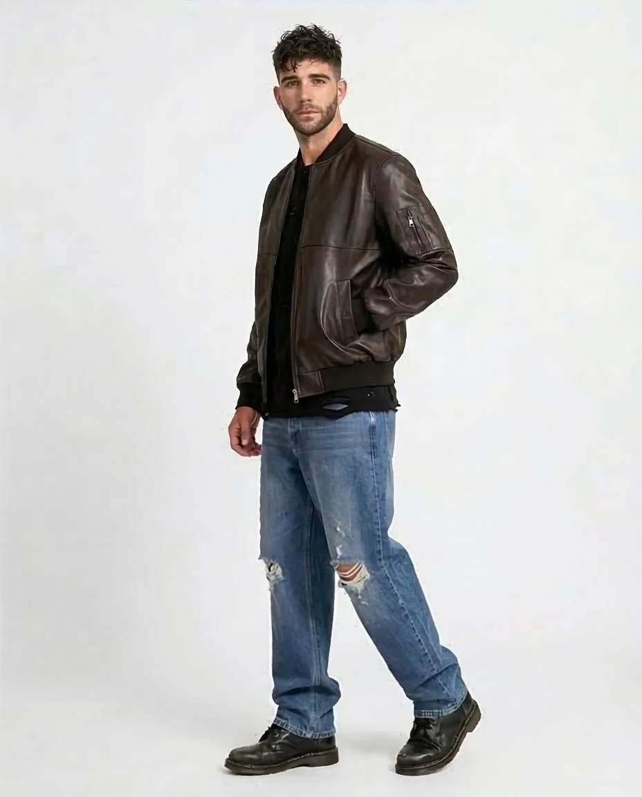 Ravin Faux-Leather Bomber Jacket with Utility Arm Pocket - o199939 - Image 5