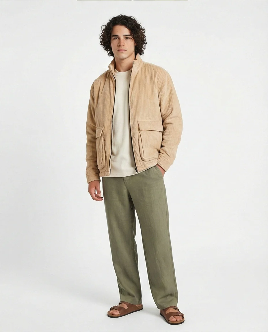 o199945-ZIP-UP CORDUROY JACKET - BEIGE - Image 4