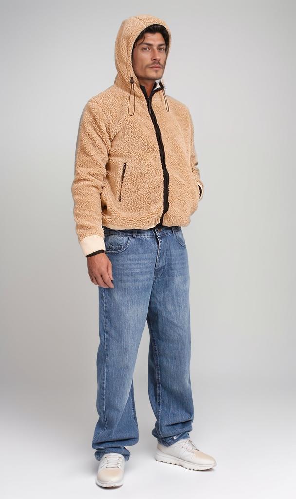 O199950 - Cozy Fur Zip-Up Hoodie – Camel Brown - Image 5