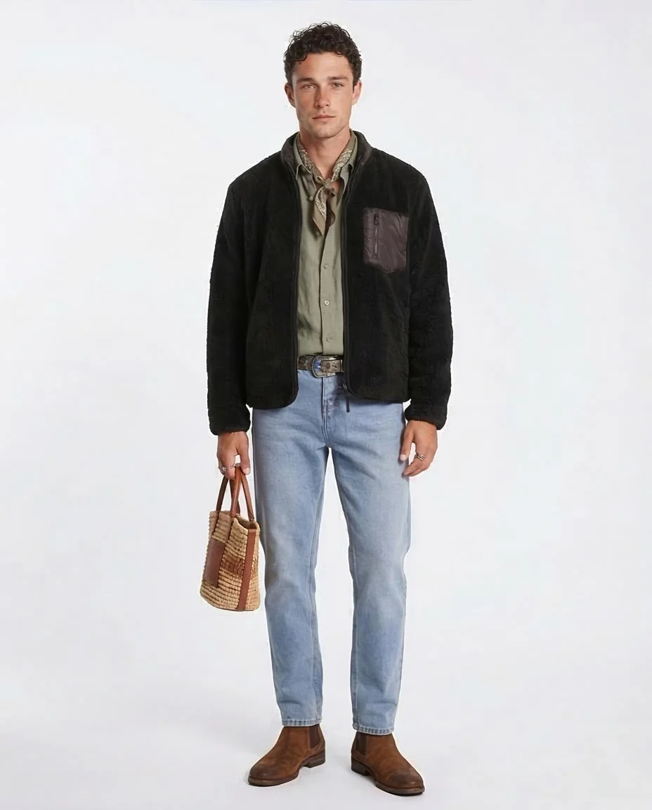 Ravin | Men’s Mixed-Media Sherpa Fleece Zip-Up Jacket - O199954 - Image 3
