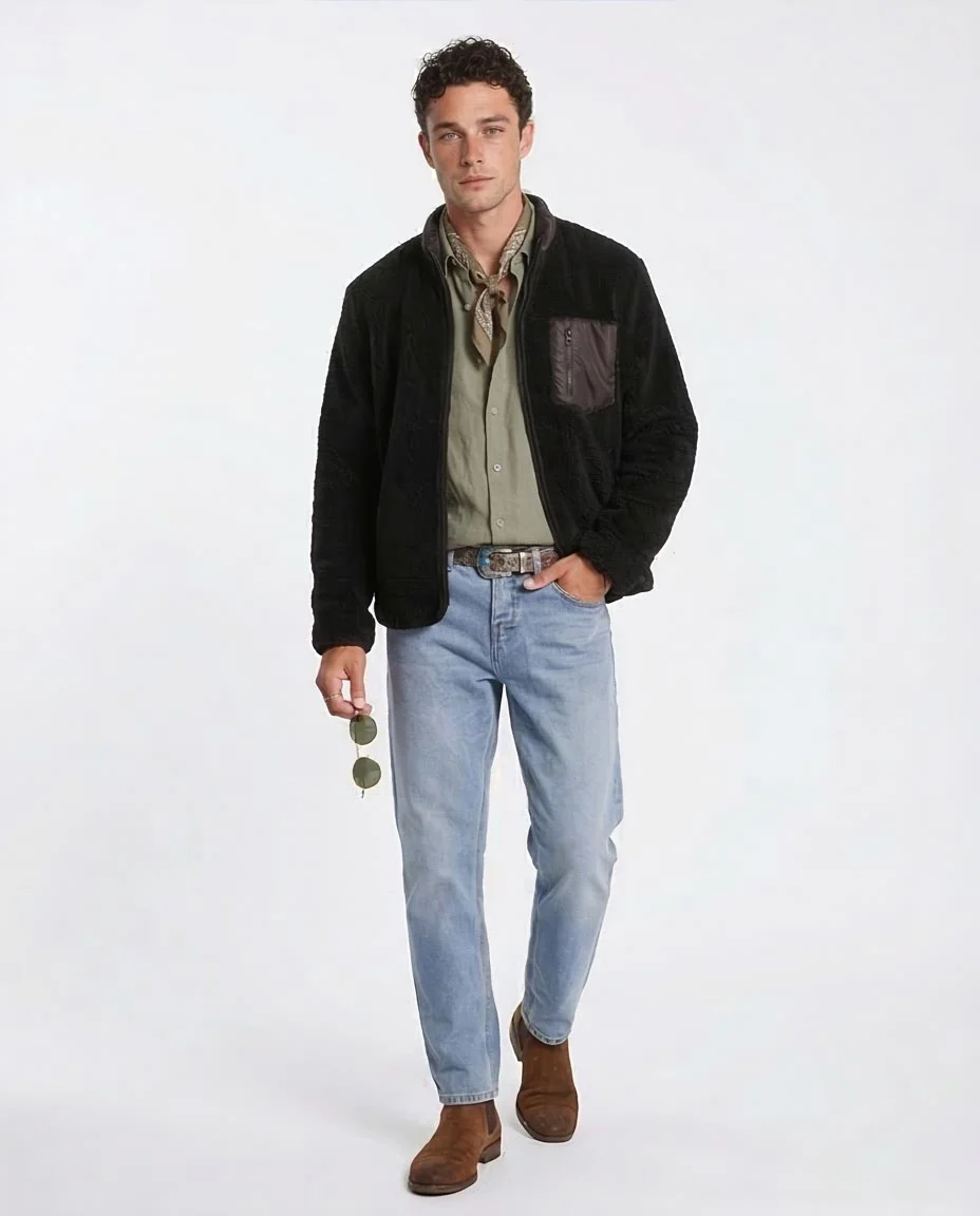 Ravin | Men’s Mixed-Media Sherpa Fleece Zip-Up Jacket - O199954 - Image 5