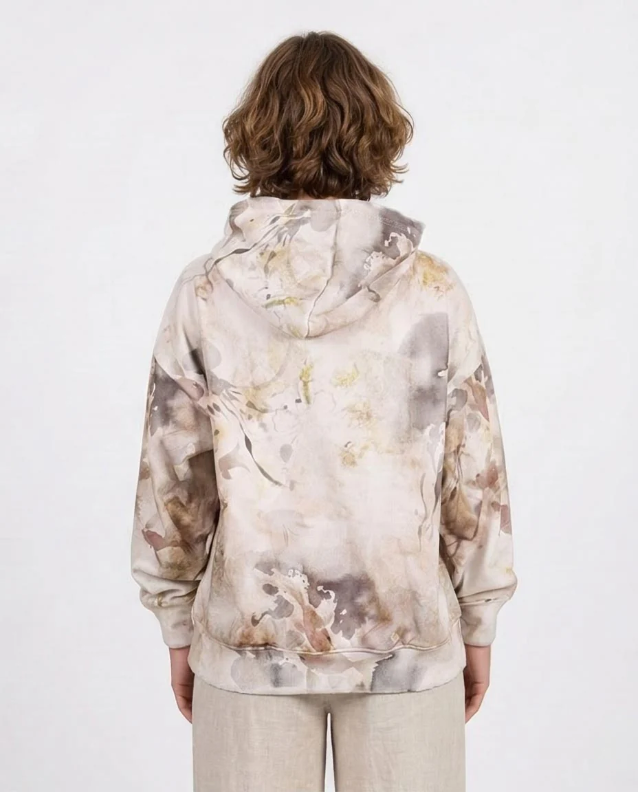 Ravin Oversized Eco-Print Artisan Hoodie – Earth Tone Marble - O200016 - Image 2
