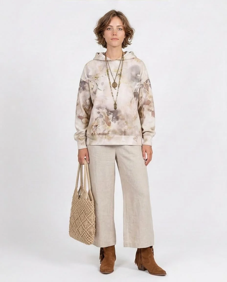 Ravin Oversized Eco-Print Artisan Hoodie – Earth Tone Marble - O200016 - Image 3