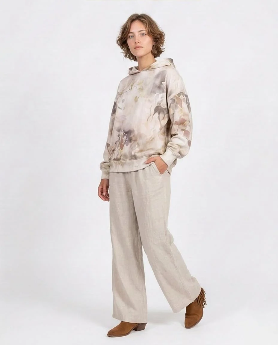 Ravin Oversized Eco-Print Artisan Hoodie – Earth Tone Marble - O200016 - Image 4