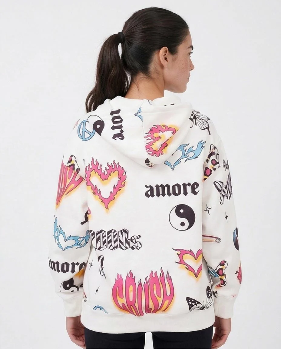 Ravin | 2000s Graphic "Amore" Oversized Hoodie - O200017 - Image 2