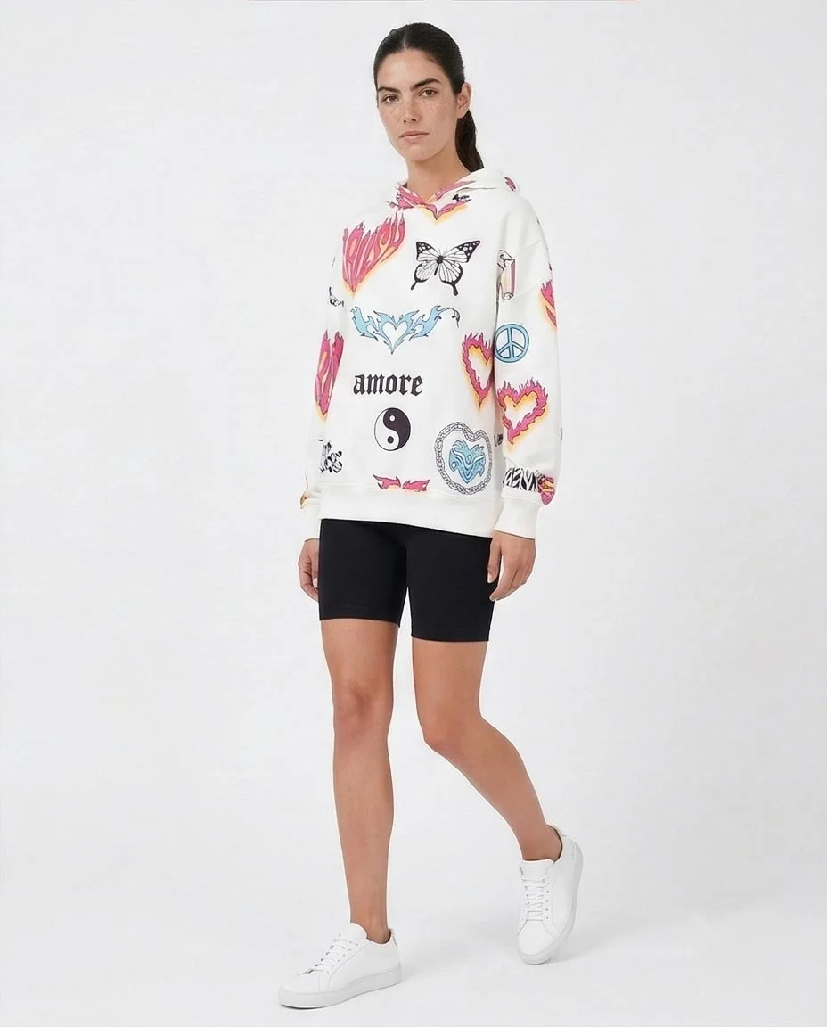 Ravin | 2000s Graphic "Amore" Oversized Hoodie - O200017 - Image 4