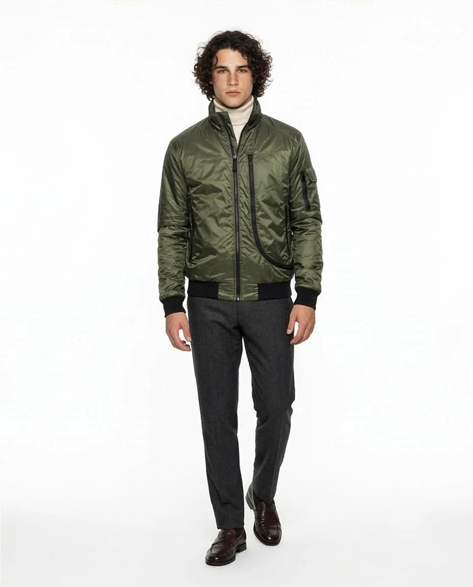 Ravin Men’s Metallic-Finish Technical Flight Bomber Jacket – Olive - O200261 - Image 4