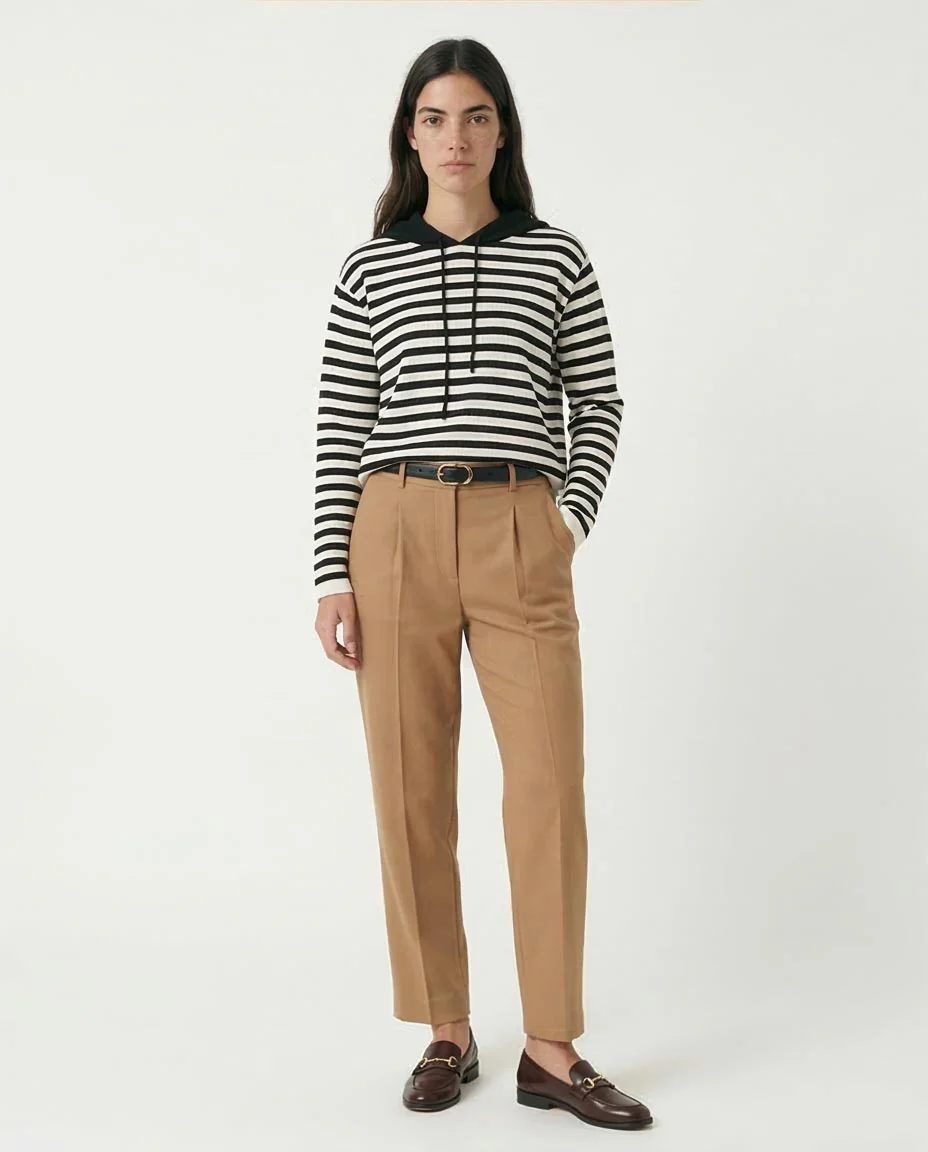 Ravin Women’s Nautical Stripe Contrast Hoodie Pullover - O200383 - Image 3