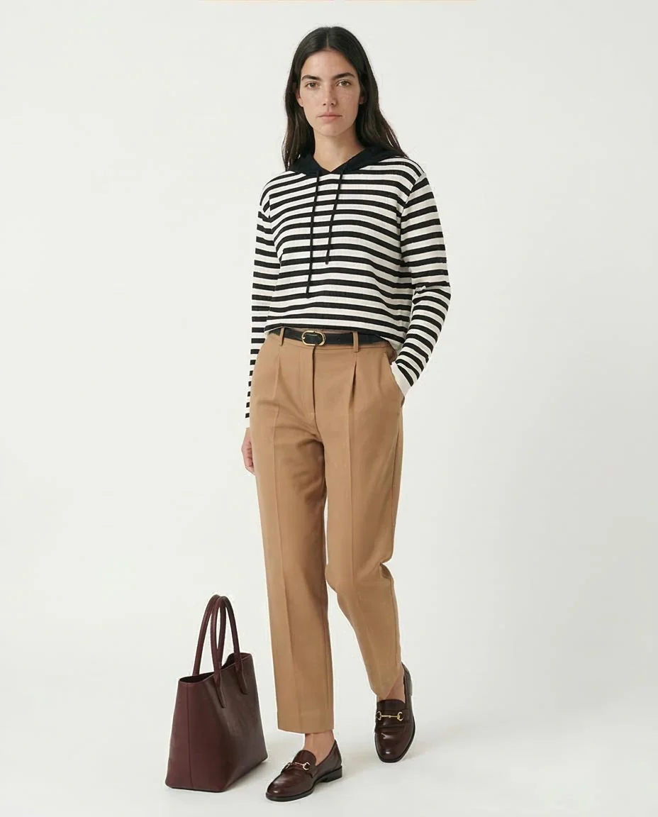 Ravin Women’s Nautical Stripe Contrast Hoodie Pullover - O200383 - Image 4