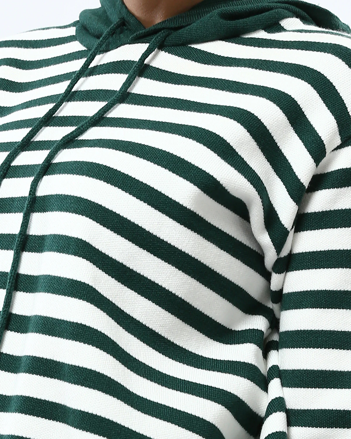 Ravin Women's Striped Knit Relaxed Hoodie with Adjustable Hem – Forest Green & White - O200384 - Image 4