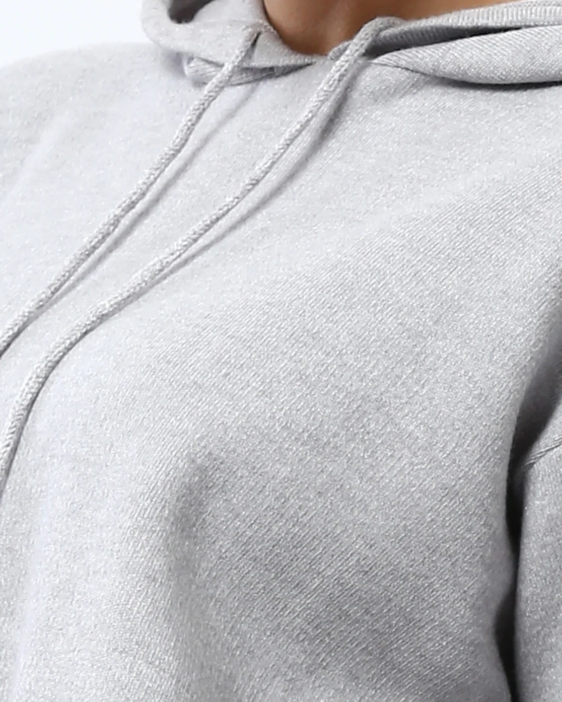 Ravin Women’s Sport Luxe Cropped Knit Hoodie – Heather Grey - O200389 - Image 4