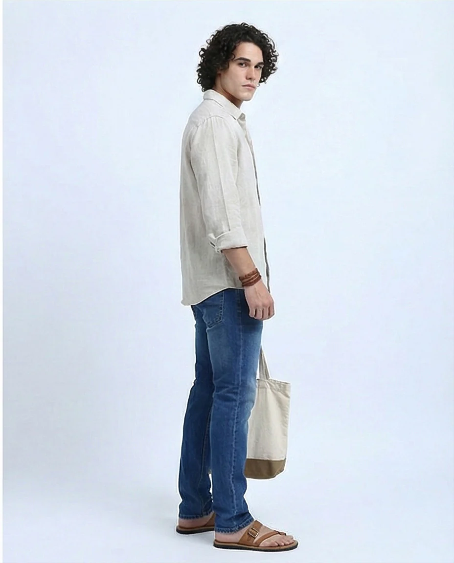 O200506-Regular Fit Casual Jeans - Standard Blue - Image 3