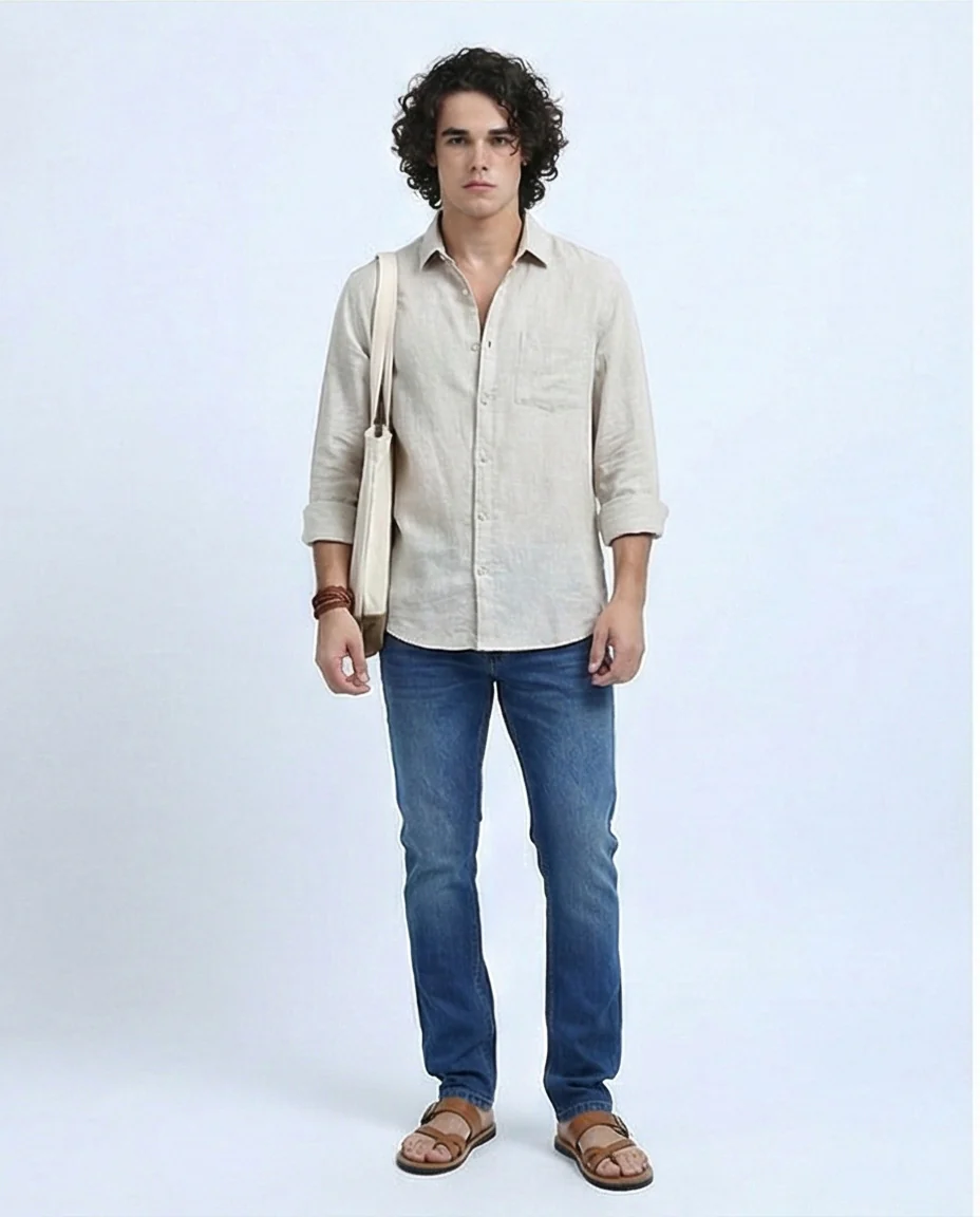 O200506-Regular Fit Casual Jeans - Standard Blue - Image 5
