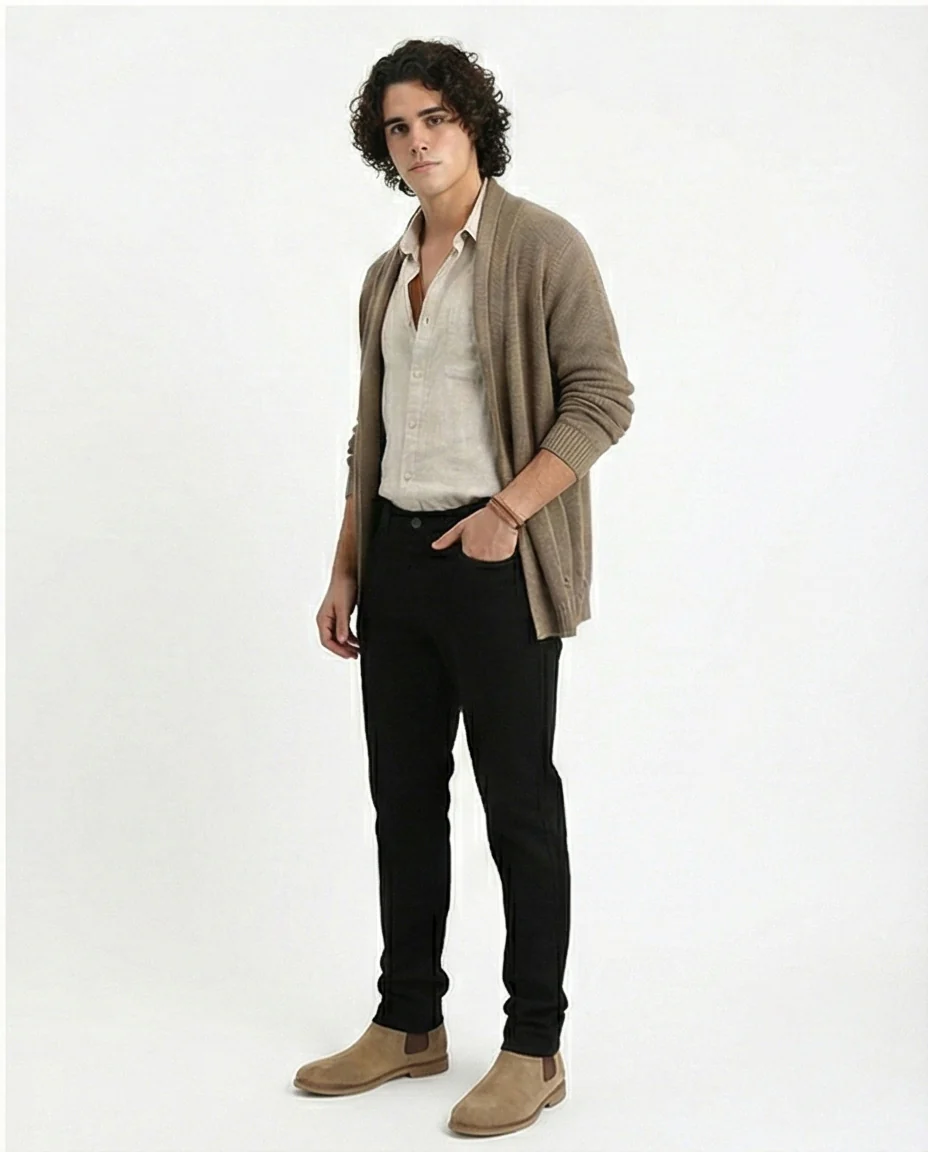 O200507 - Regular Fit Solid Jeans - Black - Image 5