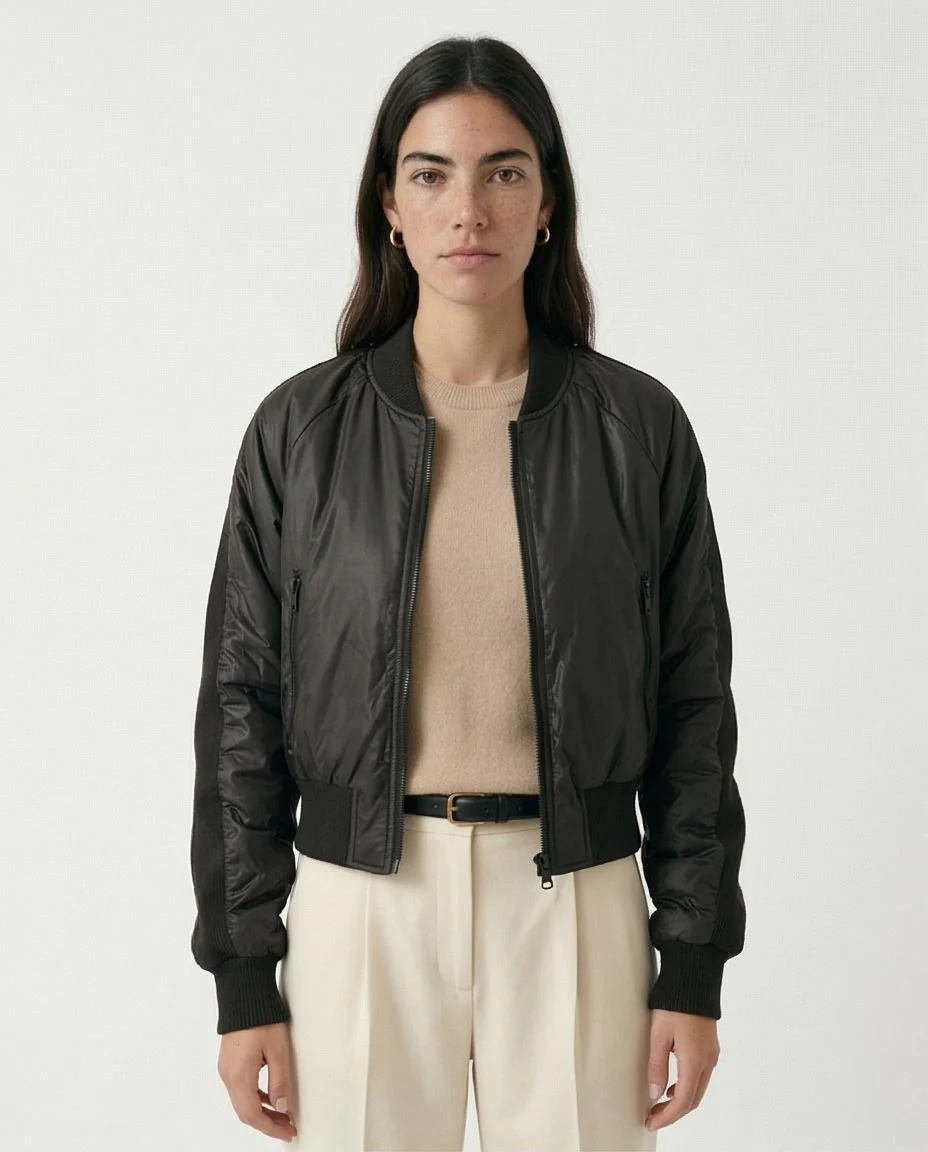 Ravin Women’s Cropped Nylon Bomber Jacket - Black - O200568
