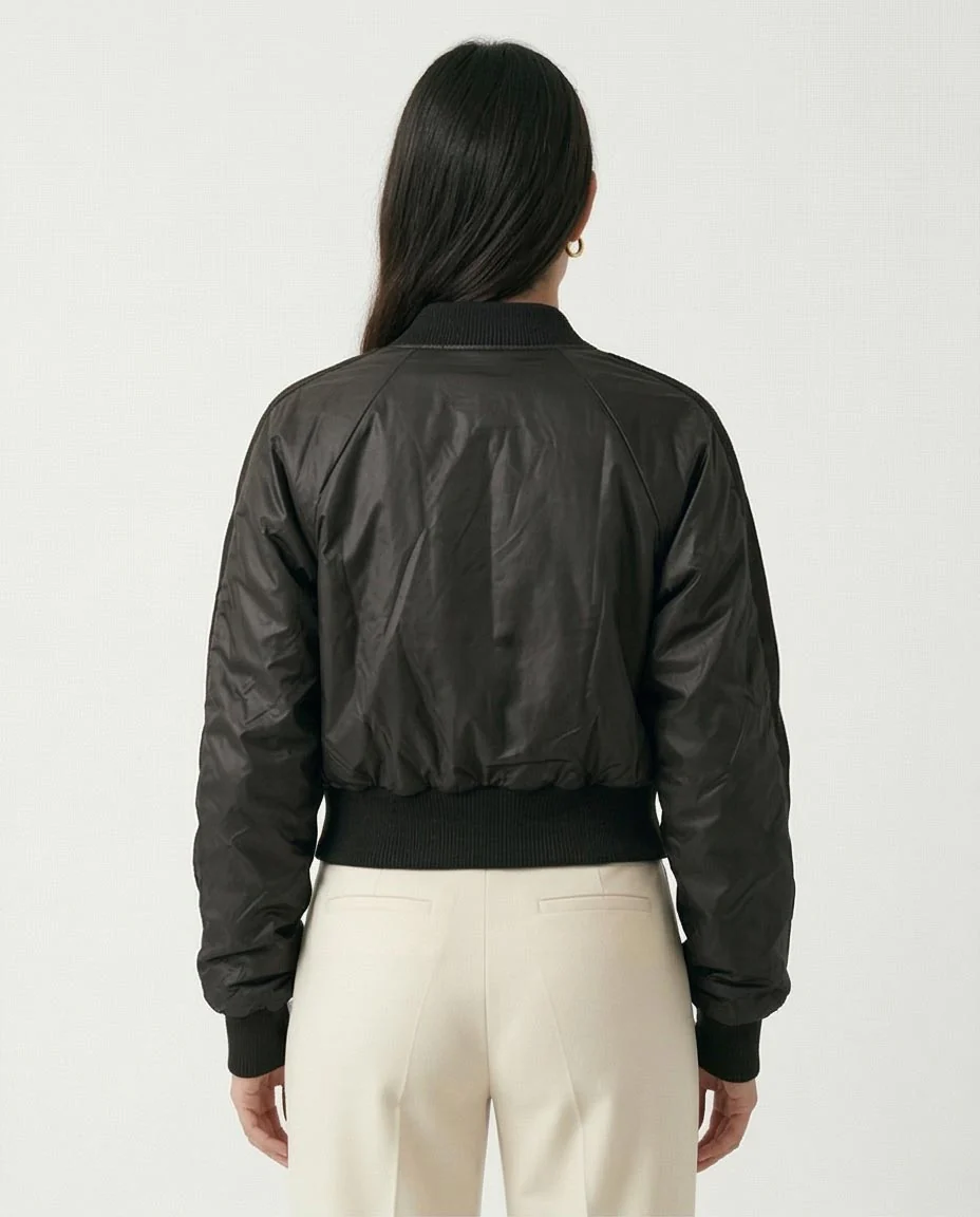 Ravin Women’s Cropped Nylon Bomber Jacket - Black - O200568 - Image 2