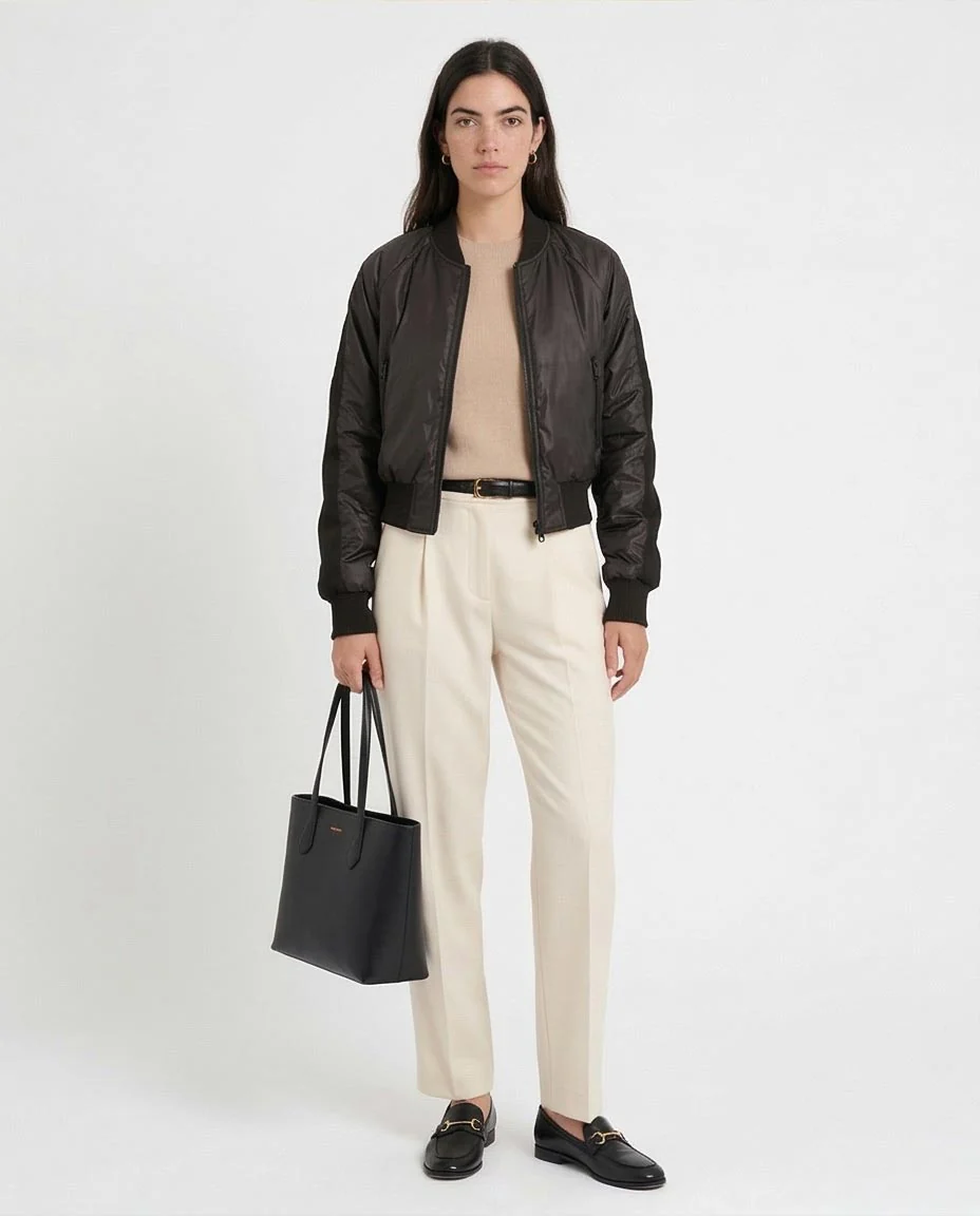 Ravin Women’s Cropped Nylon Bomber Jacket - Black - O200568 - Image 3