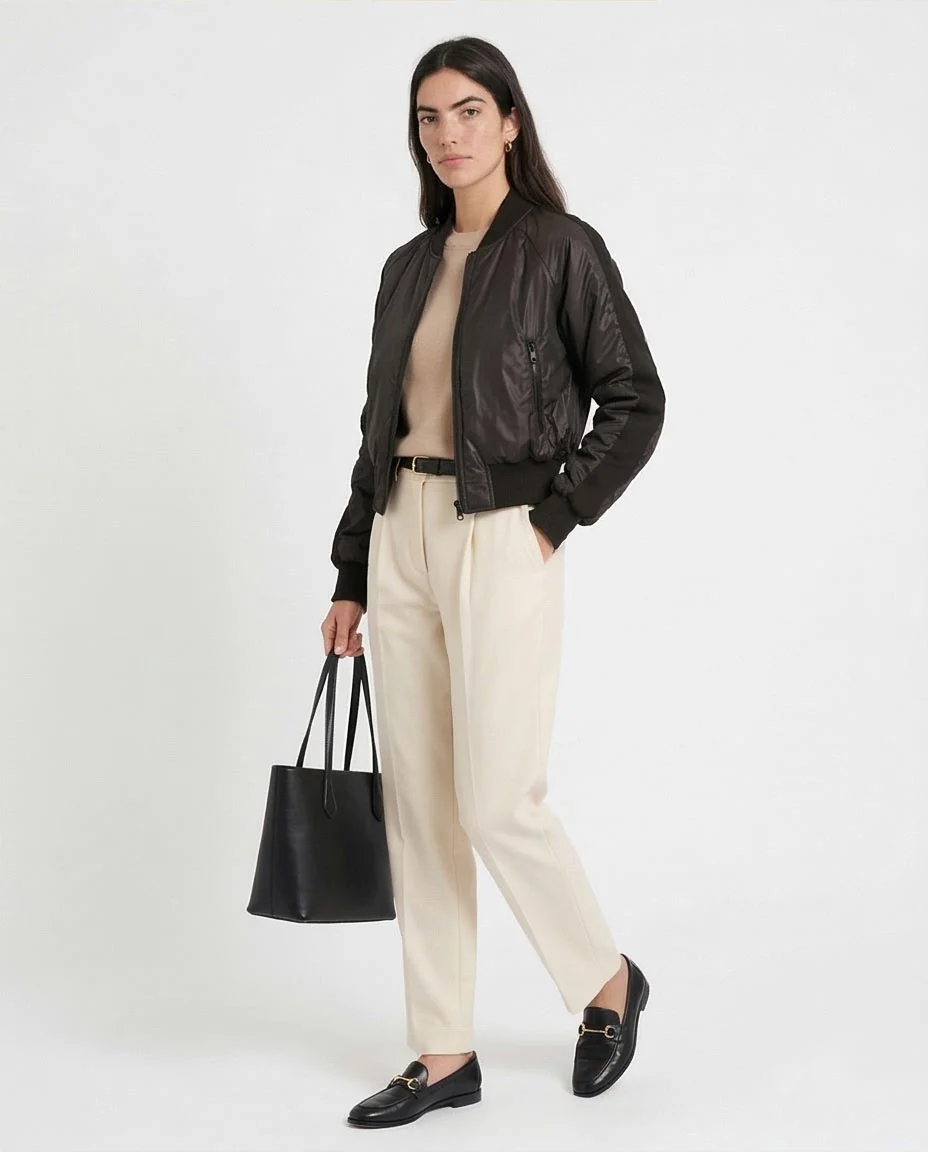 Ravin Women’s Cropped Nylon Bomber Jacket - Black - O200568 - Image 4