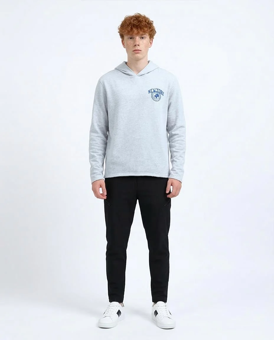Ravin Men’s Brooklyn Athletic Fleece Hoodie – Light Grey - O200595 - Image 3