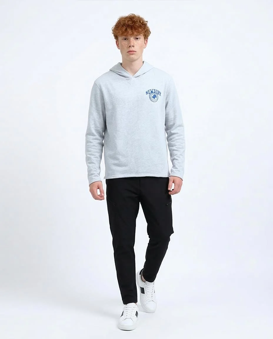 Ravin Men’s Brooklyn Athletic Fleece Hoodie – Light Grey - O200595 - Image 5