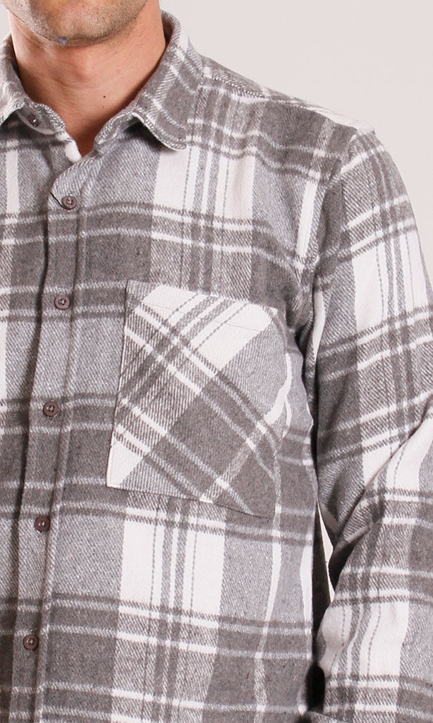 o200604-CHECKERED FLANNEL SHIRT - GREY & WHITE - Image 5