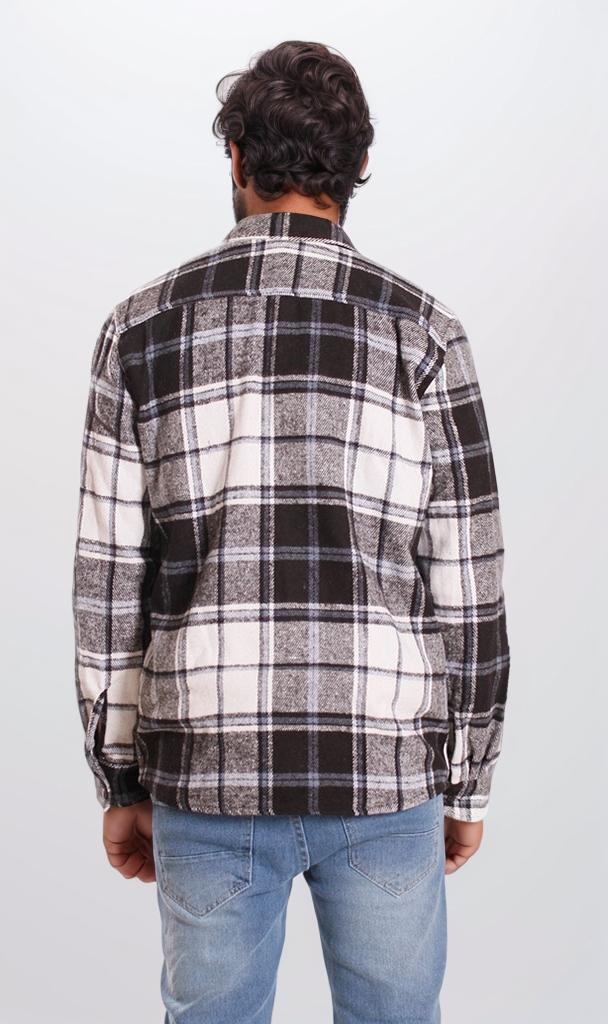 o200608-CHECKERED FLANNEL SHIRT - BLACK & WHITE - Image 2