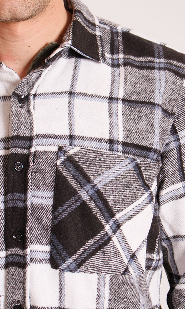 o200608-CHECKERED FLANNEL SHIRT - BLACK & WHITE - Image 5