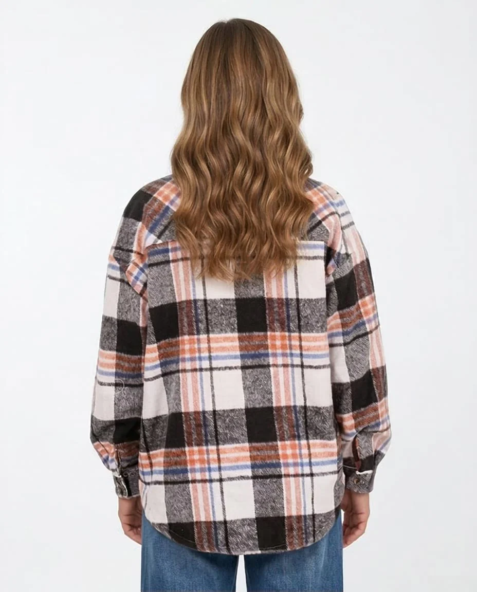 Ravin Oversized Multi-Plaid Flannel Shacket with Chest Pockets - Multicolor - O200623 - Image 2