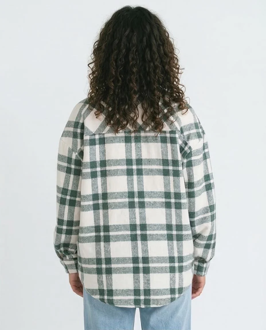 Ravin Oversized Green Plaid Flannel Shacket- GREEN - O200624 - Image 2