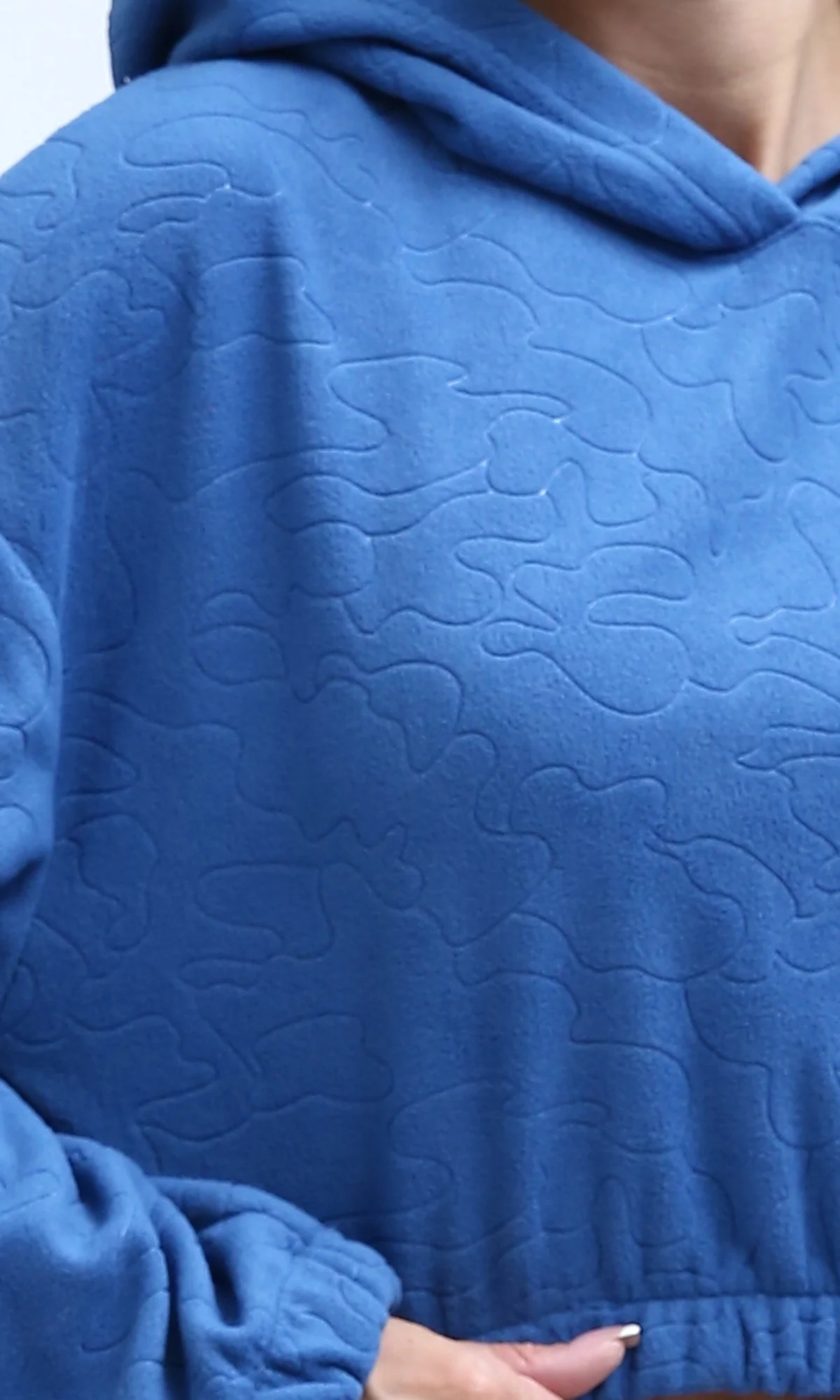 Ravin Women’s Topographic Embossed Cropped Hoodie – Cornflower Blue - O200789 - Image 3