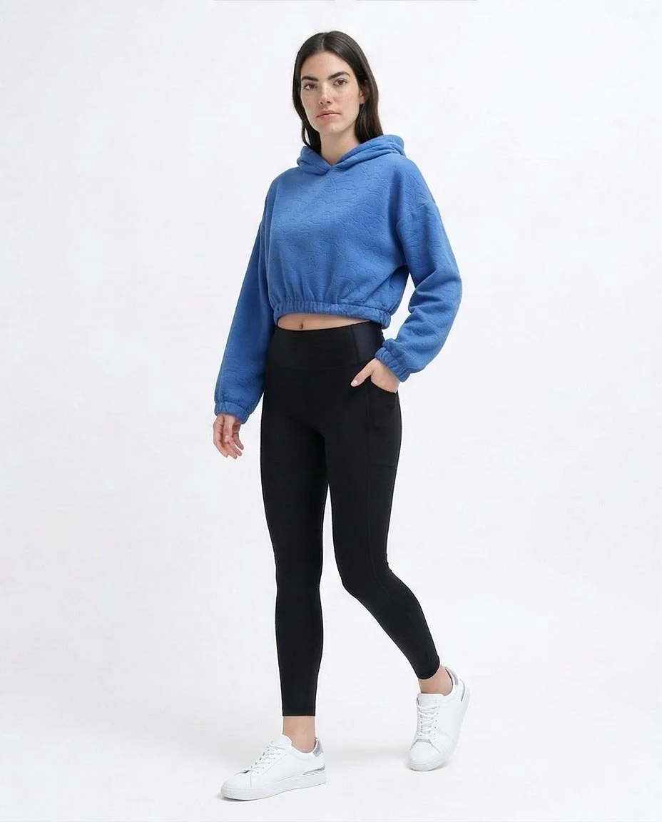 Ravin Women’s Topographic Embossed Cropped Hoodie – Cornflower Blue - O200789 - Image 5