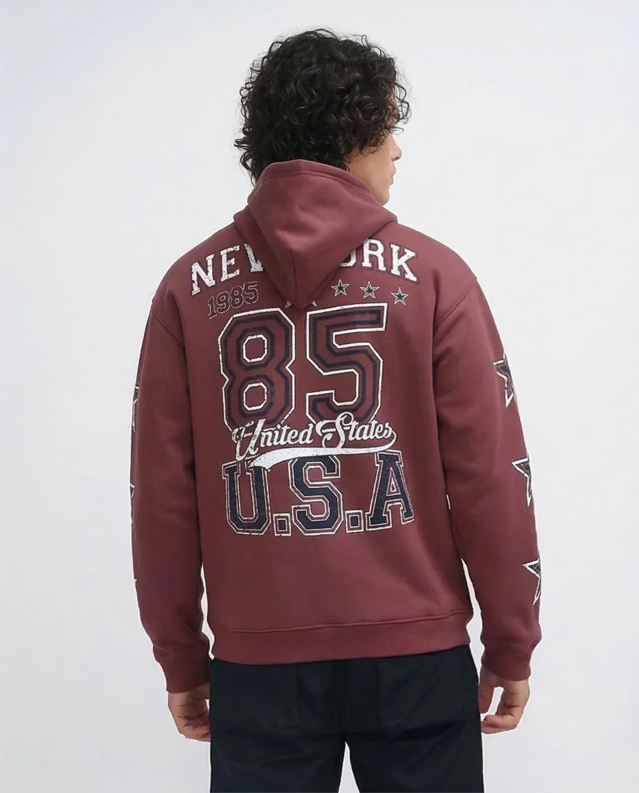 Ravin Men's Collegiate "USA 85" Graphic Hoodie – Maroon Heritage Edition - O200900 - Image 2