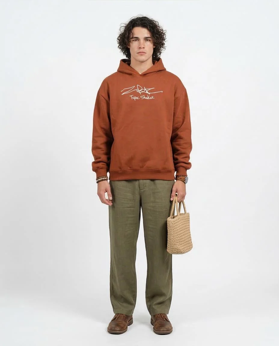 Ravin | Tupac Shakur Signature Collage Oversized Hoodie – Rust - o200903 - Image 3